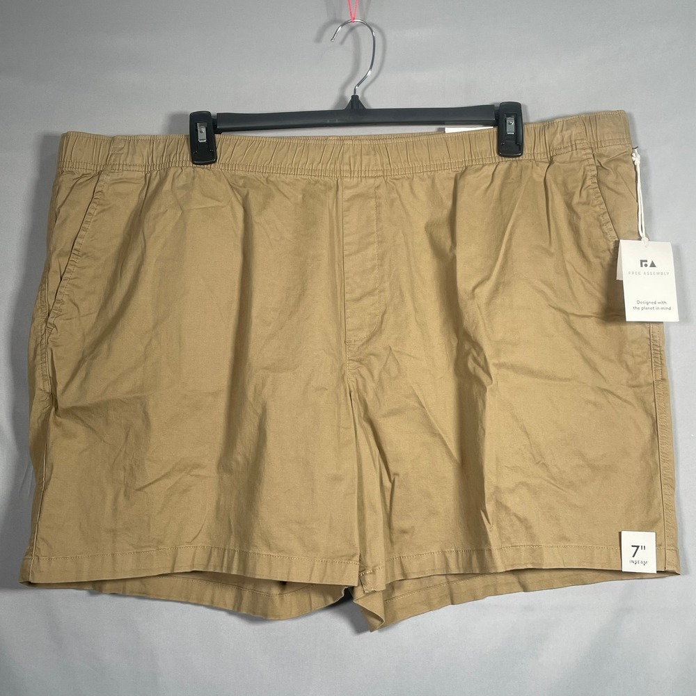 Free Assembly Mens Khaki E-Waist Utility Shorts 7 Inch Inseam 3XL FAMWB00196SP25